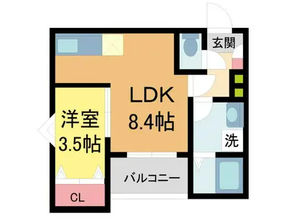 ココングランジュール川西小花(1LDK/1階)の間取り写真