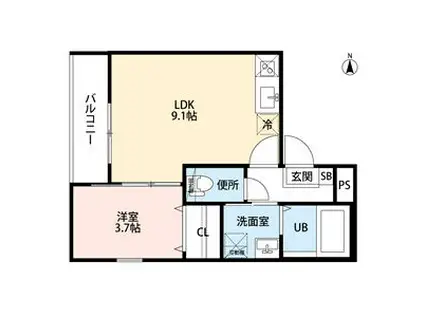 アザール(1LDK/1階)の間取り写真