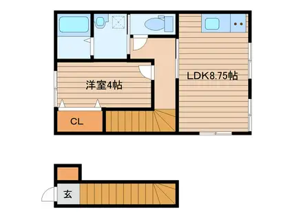 東仙台アパートサウス(1LDK/2階)の間取り写真