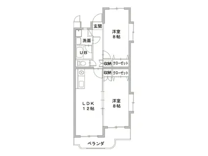 ジュネスIII(2LDK/2階)の間取り写真