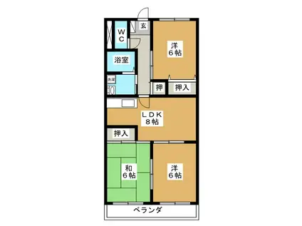 クラウンマンション(3DK/3階)の間取り写真