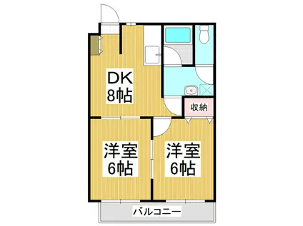 タイラハイツ豊科(2DK/3階)の間取り写真