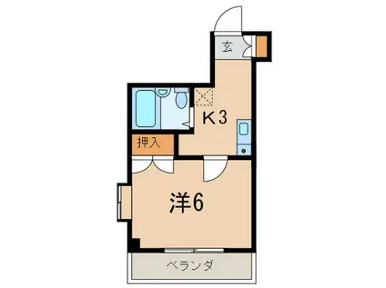 コーポウイング(1K/2階)の間取り写真