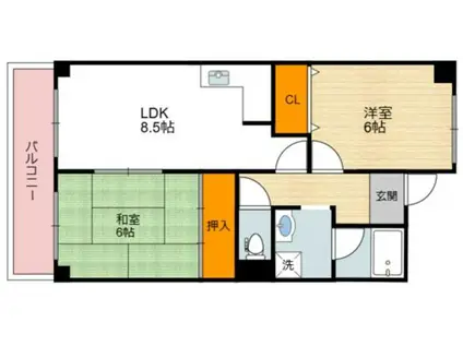 セルフィーユコート東館(2LDK/7階)の間取り写真