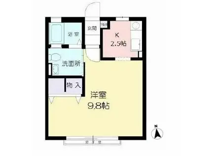 コーポけやき(1K/2階)の間取り写真