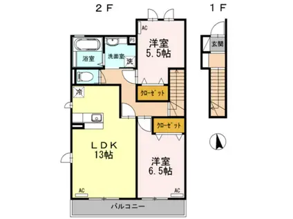 ポラリスF I(2LDK/2階)の間取り写真
