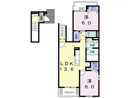 ハッピースマイルIII(2LDK/2階)の間取り写真
