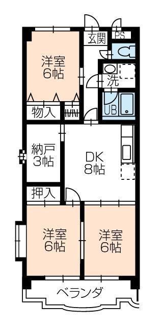 杉浦マンション(3DK/2階)の間取り写真