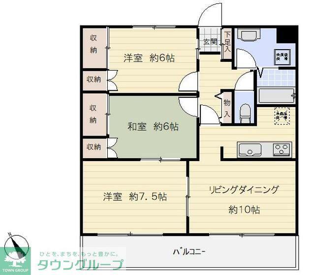 パレス相武台前(3DK/4階)の間取り写真