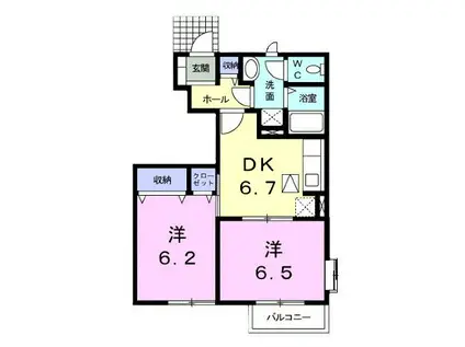 優優コート I(2DK/1階)の間取り写真
