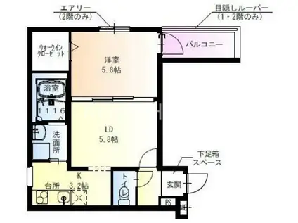 フジパレス高井田本通(1LDK/3階)の間取り写真