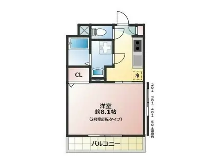 コンプリシテW(1K/4階)の間取り写真