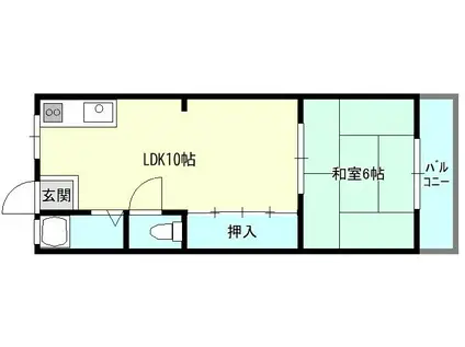 タカイレジデンス(2DK/2階)の間取り写真