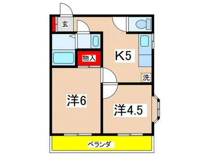 フォレストカイラ(2K/1階)の間取り写真