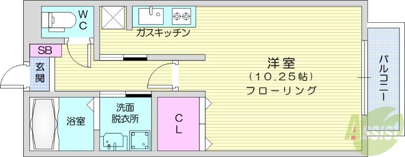 コンフォートAOYAMAB棟(ワンルーム/1階)の間取り写真
