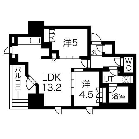 プラウドタワー名駅南(2LDK/4階)の間取り写真