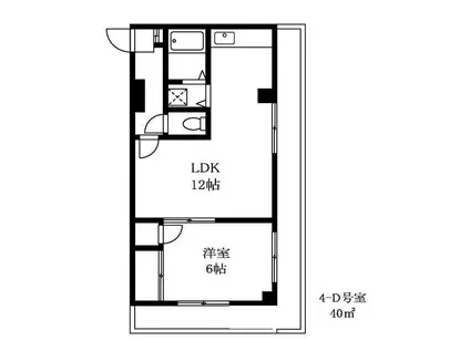 晴美ビル(1LDK/4階)の間取り写真