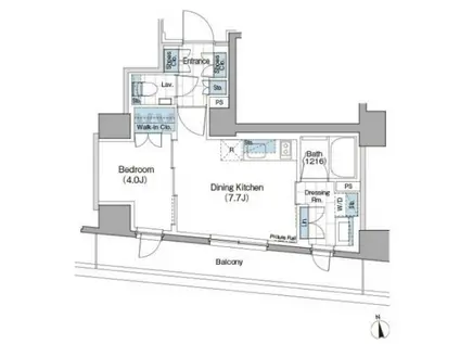 ザ・パークハビオ新宿(1DK/6階)の間取り写真