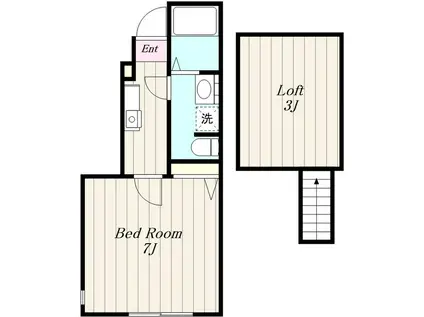 クラウンハウス(1K/1階)の間取り写真