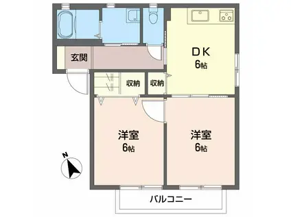 バリュージュ中沢 B棟(2DK/2階)の間取り写真