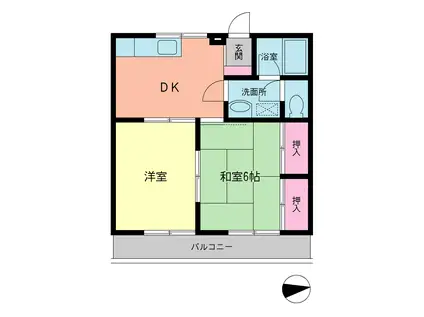 アシュア八王子(2DK/2階)の間取り写真