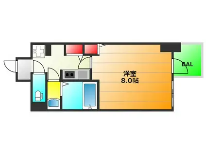 エグゼリエみなと通(1K/6階)の間取り写真