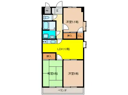 グレイシー高雄(3LDK/3階)の間取り写真