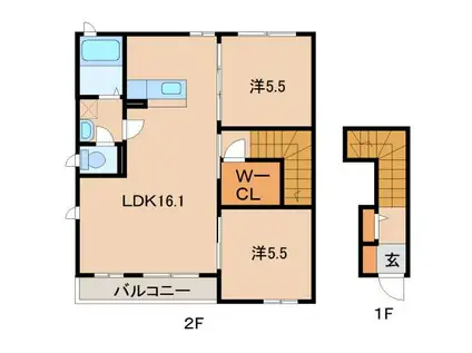 シャーメゾン新中島(2LDK/2階)の間取り写真