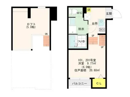 MAISON DE MAKOTO(1K/1階)の間取り写真