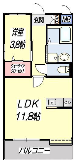 MA CHAMBRE(1LDK/3階)の間取り写真