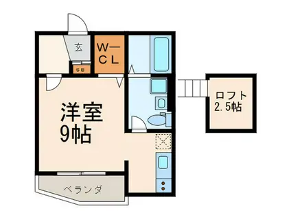 アイビ-ハイム(ワンルーム/2階)の間取り写真