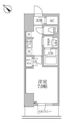 レジディア文京本郷Ⅲ(1K/3階)の間取り写真