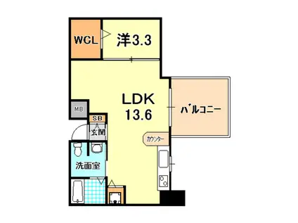 シティフラット兵庫(1LDK/6階)の間取り写真