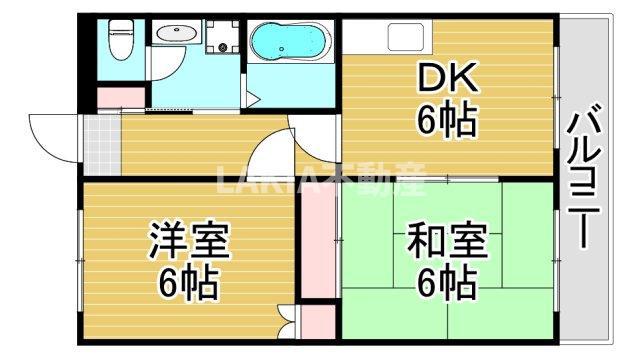 布亀マンション(2DK/6階)の間取り写真