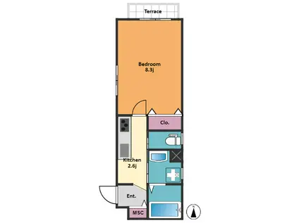 HEBEL MAISON 四谷B(1K/1階)の間取り写真