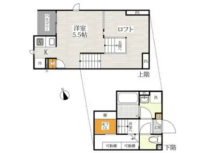 CB香椎フィオーレ(1K/1階)の間取り写真