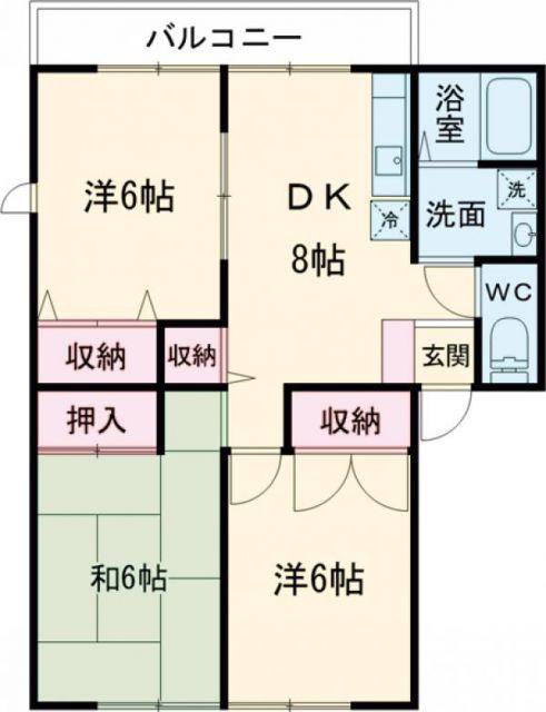 レトア東佐野B(3LDK/1階)の間取り写真