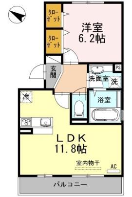 グランソレイユ南多聞(1LDK/2階)の間取り写真