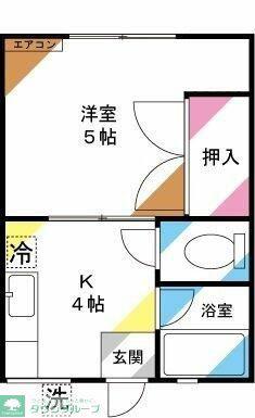 シティハイム青山ハイツ(1DK/2階)の間取り写真