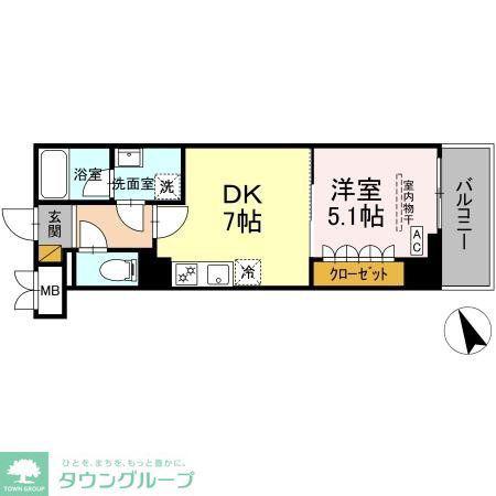 GRAND VILLAGE(1DK/5階)の間取り写真