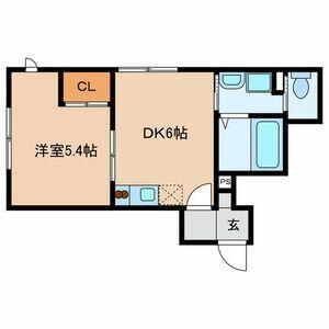 サウスワン(1DK/1階)の間取り写真