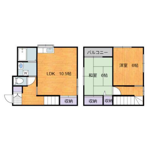 石元アパートII(2LDK/1階)の間取り写真