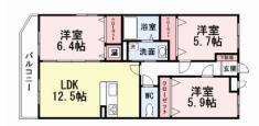 リトルフォレスト守恒(3LDK/1階)の間取り写真