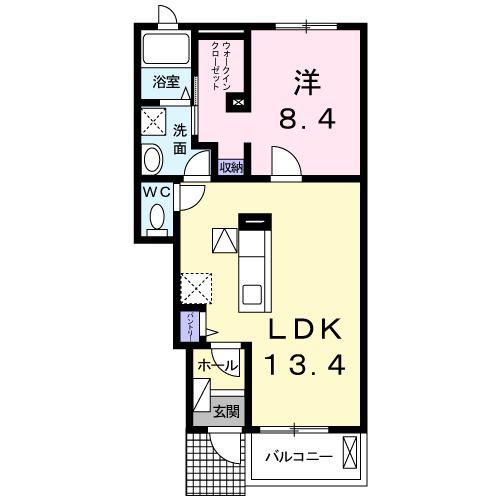 ベルメゾン 弐番館(1LDK/1階)の間取り写真