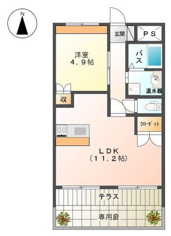 レフィナードN・K(1LDK/1階)の間取り写真