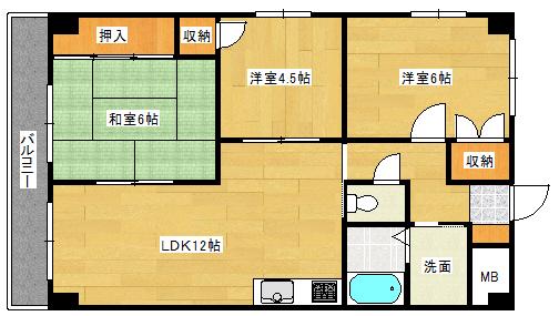 第3吉川ビル(3LDK/2階)の間取り写真