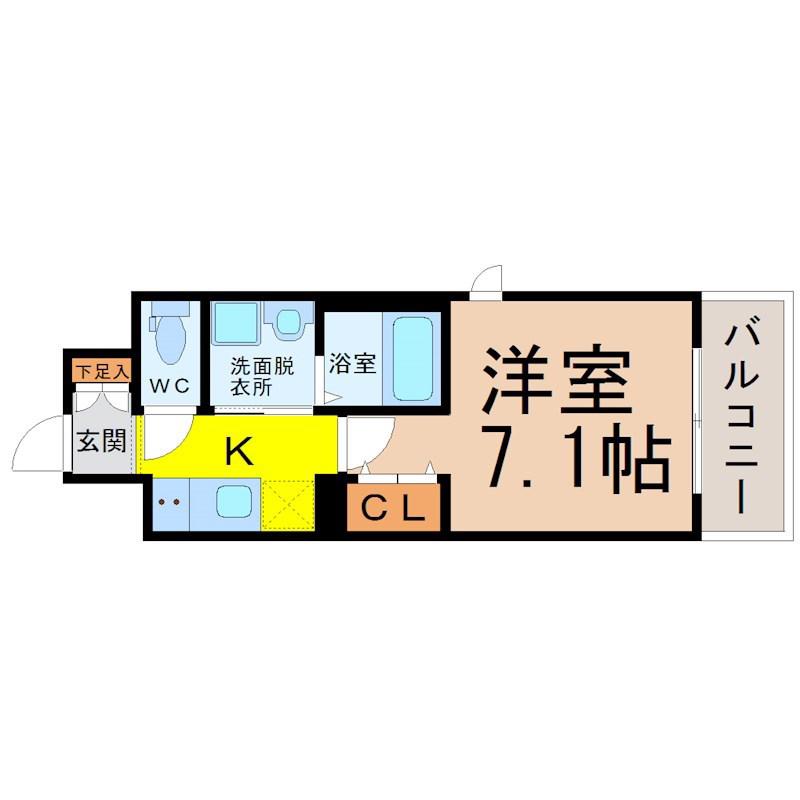 カンピオーネ御器所通(1K/5階)の間取り写真