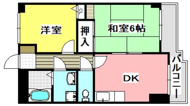 センターコート(2DK/5階)の間取り写真