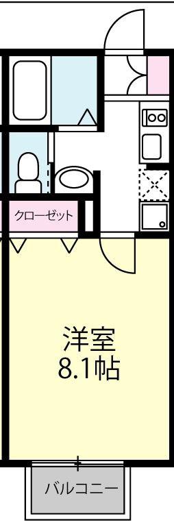 シャルルエルミート(1K/1階)の間取り写真