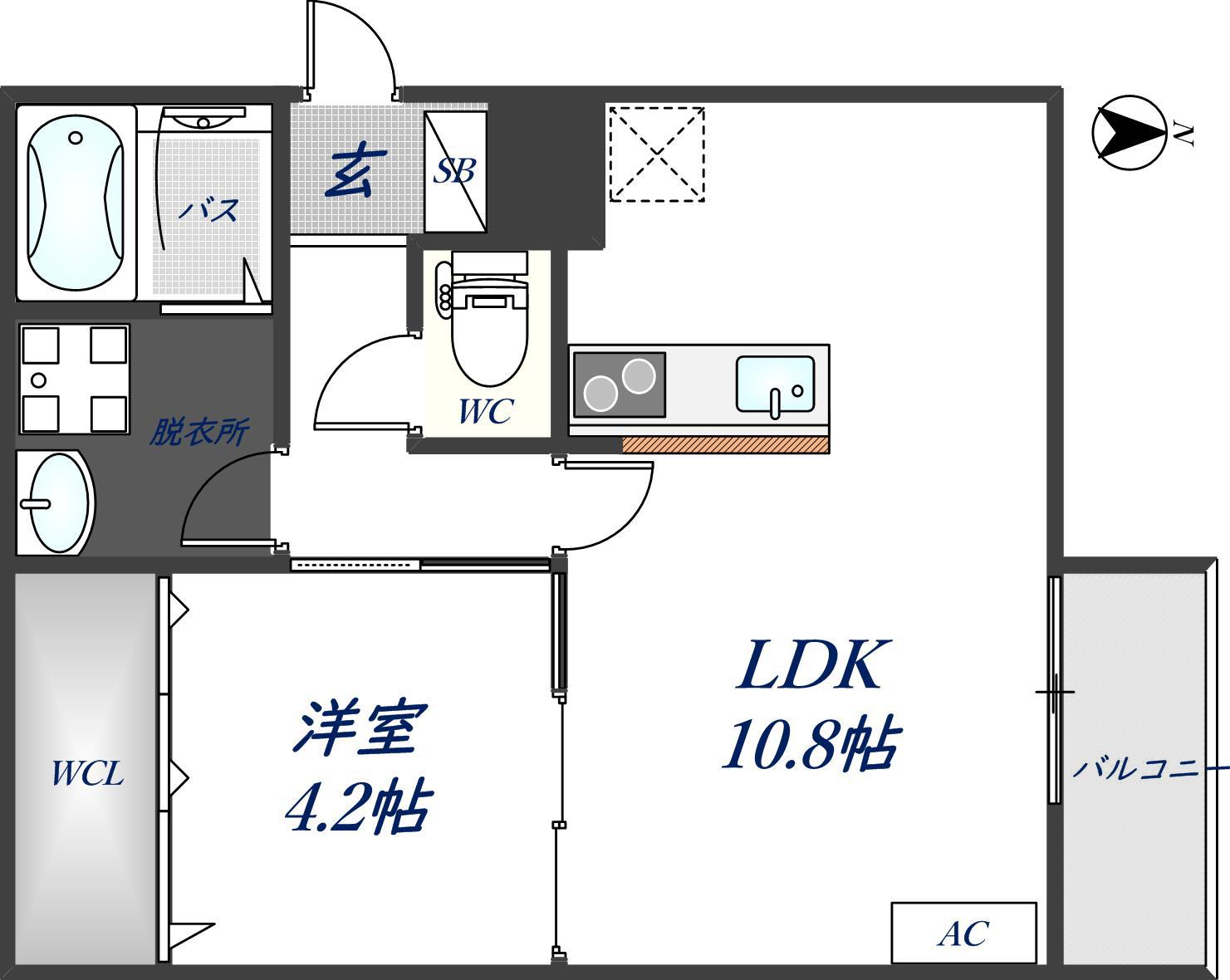 GARDEN HILL 瓢箪山(1LDK/2階)の間取り写真